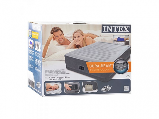 Надувной велюровый матрац-кровать со встроенным насосом Intex 64414 Фото