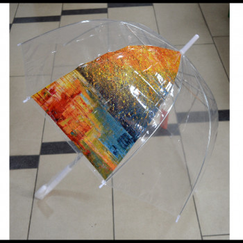 Зонт женский трость купольный  силикон с рисунком 5109