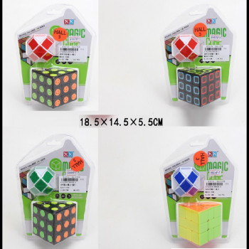 Кубик-логика 8707B-3/8853B-3/63B-3/60B-3 (1752305/06/07/19) (96шт/2)4 вида, плюс лог-змейка, 3*3, на блист 18, 5*14, 5*5, 5см