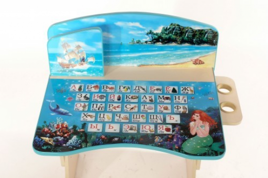 Парта Морская фантазия с алфавитом регулируется по высоте для детей 2-7 лет Фото
