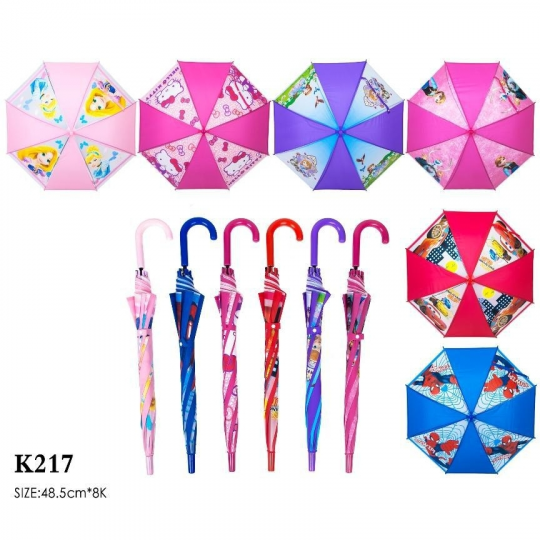 Зонт K217  6 видов, м/г, в пакете 49 см Фото