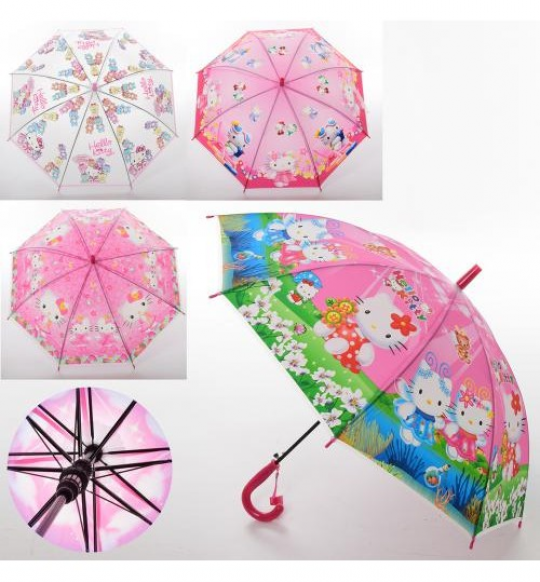 Зонтик детский MK 3630-5 (60шт) HK, длина66см,трость61см,диам83см,спиц48см,клеенка,свисток,5видов Фото