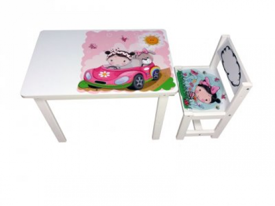 детский стол и стул BSM1-09 girl in car - девочка в авто Фото