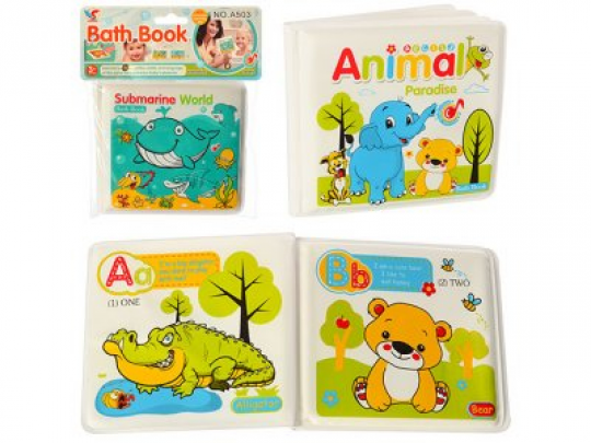 Книжка для ванной A501-503 (396шт) 2 вида, животные, в кульке, 16,5-20,5-2,5см Фото