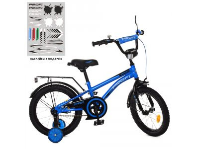 Велосипед детский PROF1 18д. Y18212 (1шт) Zipper, сине-черный,звонок,доп.колеса