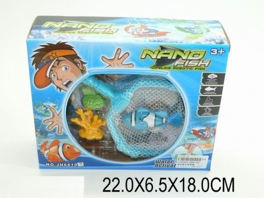 Водоплавающие игрушки JH6610B (120шт/2) рыба, сачок, растения, батар, в кор.22*6, 5*18см Фото