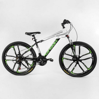 Велосипед Спортивный CORSO «Spider» 26&quot; дюймов 32873 (1) рама алюминиевая, оборудование Shimano 21 скорость, литые диски, собран на 75%
