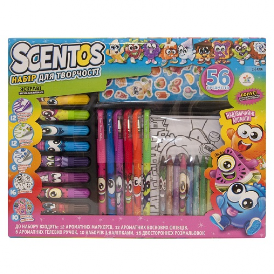 Ароматный набор для творчества - АРОМАТНОЕ АССОРТИ (ручки,маркеры,воск.карандаши,наклейки,раскраска) Фото