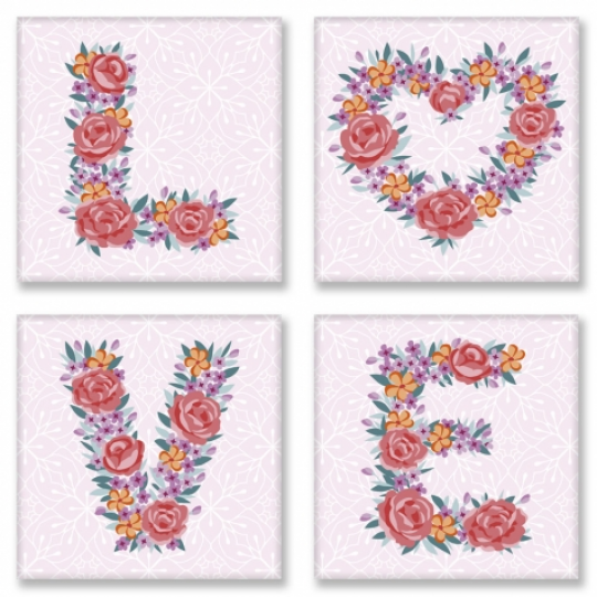 Набор для росписи по номерам - LOVE, flowers (СН125) Фото