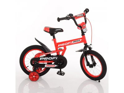 Велосипед детский PROF1 14д. L14112 (1шт) Driver,красый,доп.колеса