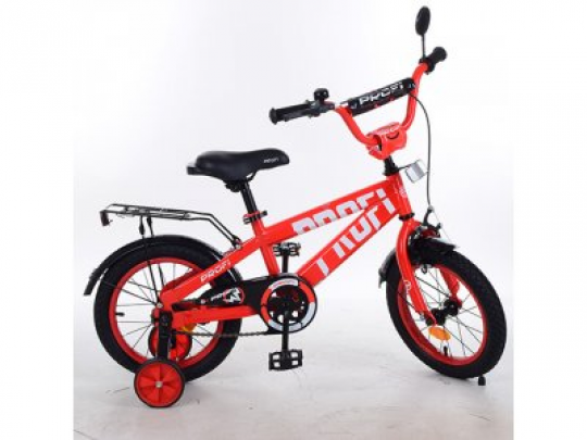 Велосипед детский PROF1 16д. T16171 (1шт) Flash,красный,звонок,доп.колеса Фото