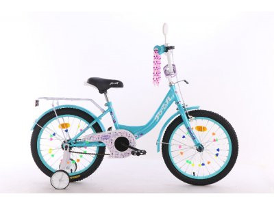 Велосипед детский PROF1 18д. XD1815 (1шт) Princess,аквамарин,свет,звонок,зерк.,доп.колеса