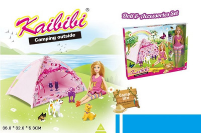 Кукла типа &quot;Барби&quot;, с питомцами, с палаткой, в кор. (36шт/2)