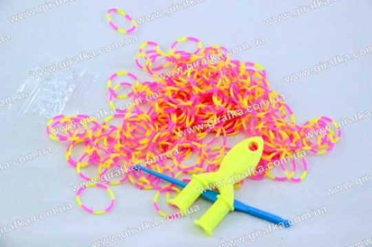 Набор резиночек для плетения желто-розовые Фото
