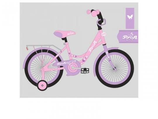 Велосипед детский PROF1 14д. Y1421 (1шт) Butterfly, розовый,звонок,доп.колеса Фото