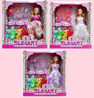 Кукла типа &quot;Барби&quot; ZH1061A/B/C (72шт) 3вида, с набором платьев, аксессуарами в кор.