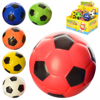 Мяч детский фомовый E2512 (864шт) 6см, футбол, 24шт(6цветов) в дисплее,25-18,5-12,5см