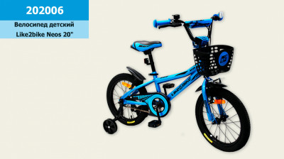 Велосипед детский 2-х колес.20'' Like2bike Neos, синий, рама сталь, со звонком, руч.тормоз, сборка 75