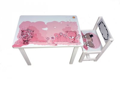 детский стол и стул BSM1-08 pink Teddy - розовый Тедди