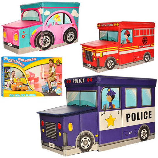 Корзина для игрушек М 3313 (6шт) 55-37-21см, пуф, автобус, 3 вида, в кор-ке, 63-32-4см Фото