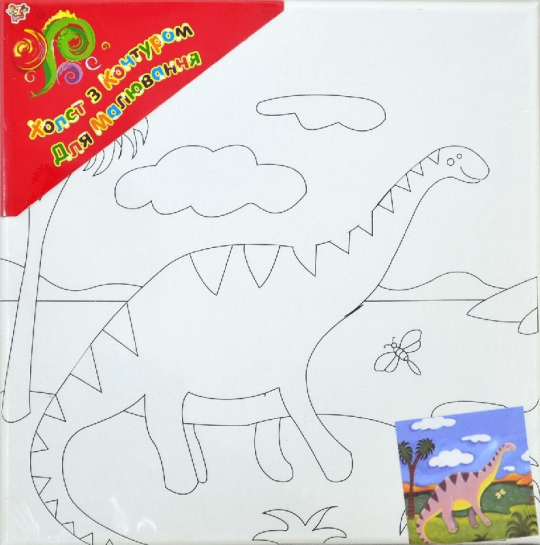 Холст с контуром &quot;Динозавр 2&quot; (25см*25см) с красками№951004 Фото