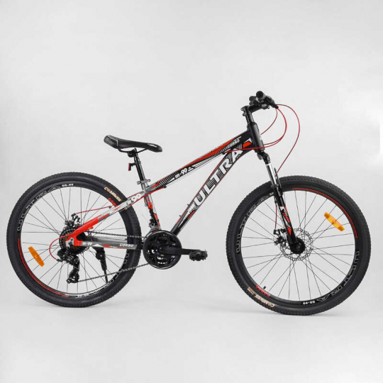 Велосипед Спортивный CORSO «ULTRA» 26&quot; дюймов 72911 (1) рама алюминиевая, оборудование Shimano 21 скорость, собран на 75% Фото