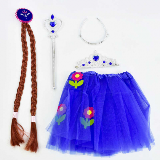 Карнавальный набор для девочки 4 предмета: юбка, коса, жезл, корона в п/э 32*2*55см /100/ Фото