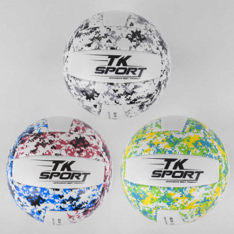 Мяч волейбольный C 44439 (60) &quot;TK Sport&quot;, 3 вида, вес 270 грамм, материал ТPU, баллон резиновый
