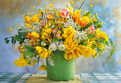 Пазл Castorland Весенние цветы в зелёной вазе, 1000 элементов