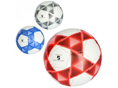 Мяч футбольный 2500-70 (30шт) размер 5, ПУ1,4мм, 420-430г,ручная работа, 3цв, в кульке,1цвет в ящике
