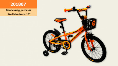 Велосипед детский 2-х колес.18'' Like2bike Neos, оранжевый, рама сталь, со звонком, руч.тормоз, сборка 75