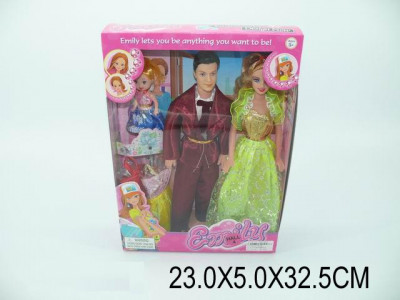 Кукла типа &quot;Барби &quot;Семья &quot; 0924F (60шт/2) с Кеном, куколкой, одеждой, в кор. 33*23*5см