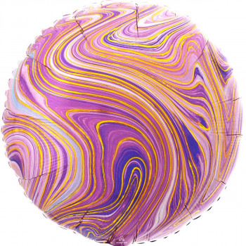 Фольгированные шары с рисунком 3202-2725 а 18&quot; круг агат фиолетовый purple marble s18