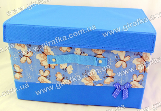 Коробка для хранения голубая с бабочками Фото
