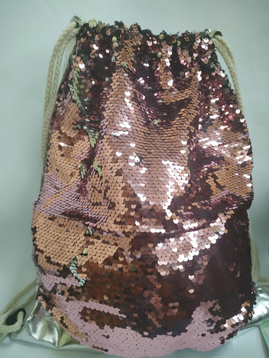Сумка для обуви с паетками, материал ПУ, паетки 42*32см серебристое пу+паетки розовые+серебро Фото