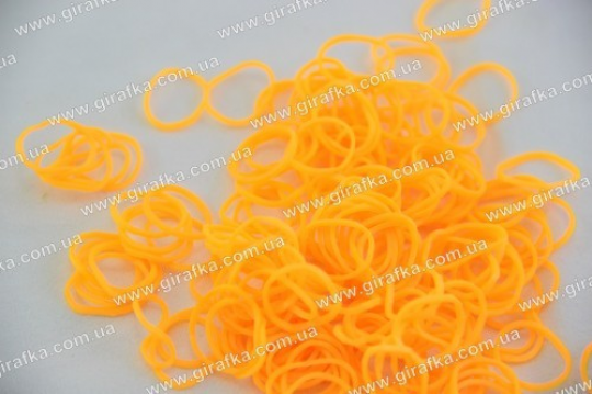 Резинки радужные для плетения оранжевые матовые 200 штук Фото