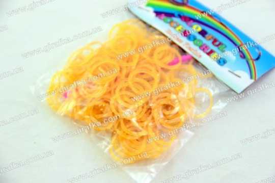 Набор резиночек для плетения 200 штук оранжевые с глиттером Фото
