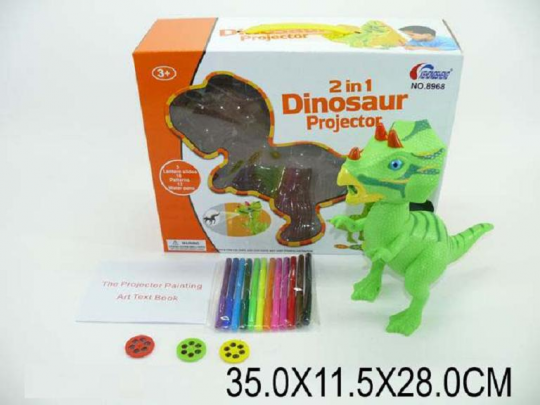 Проектор 8968 (24шт/2) динозавр, насадки, фломастеры, в кор.35*11, 5*28см Фото