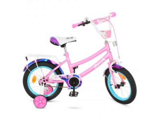 Велосипед детский PROF1 14д. Y14162 (1шт) Geometry, розовый(мат),звонок,доп.колеса Фото