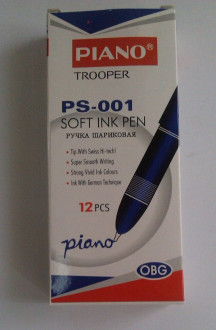 Ручка кульк. Piano Trooper PS-001 синя, цена за уп., в уп. 12 шт