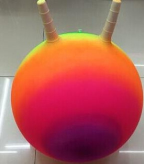Мяч для фитнеса ND105  цвет радуга, рожки, 55см 350г