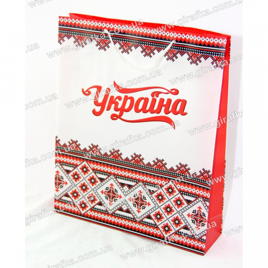 Пакет подарочный пластиковый Украина вышиванка Фото