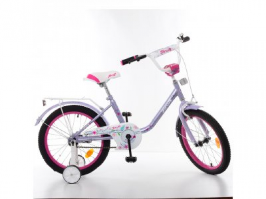 Велосипед детский PROF1 18д. Y1883 (1шт) Flower, фиолетовый,звонок,доп.колеса Фото