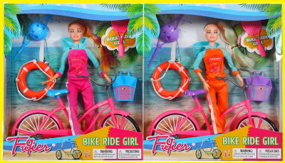 Кукла типа &quot;Барби&quot;2 вид,с велосип,шлем, спасат.кругом,в кор.29*8,5*33см /24-2/