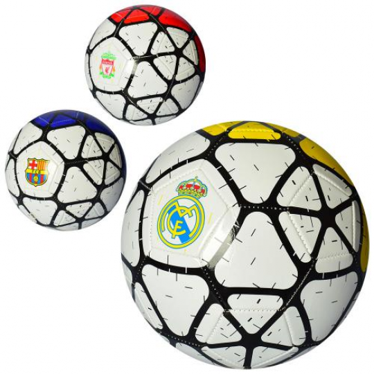 Мяч футбольный размер 5, ПВХ 1, 8мм, 2слоя, 32панели, 300*320г, 3вида(клубы), в пак.(30шт) Фото