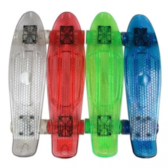 Скейт BT-YSB-0051 пластик.прозрачный, свет.PU колеса 56*15см 1,8 кг 4цв..к./8/