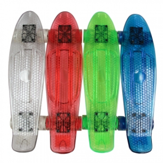 Скейт BT-YSB-0051 пластик.прозрачный, свет.PU колеса 56*15см 1,8 кг 4цв..к./8/ Фото