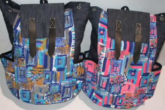 Рюкзак текстильный №137 &quot;Джинс.цветн.с ремеш.&quot; 40*31*15см Фото