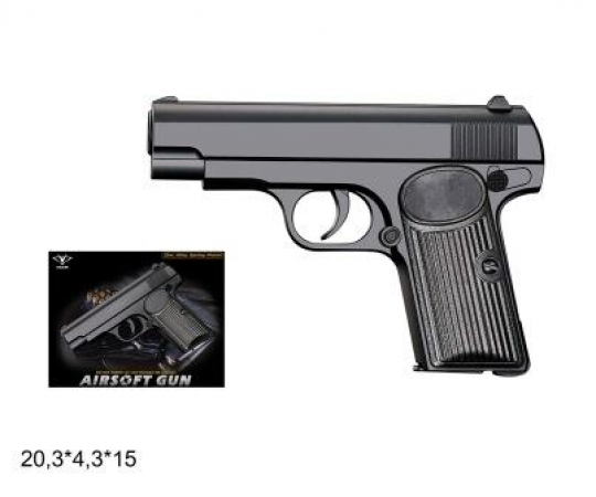 Пистолет VIGOR металлический, с пульками, в кор. 20,3*4,3*15см (24шт) Фото