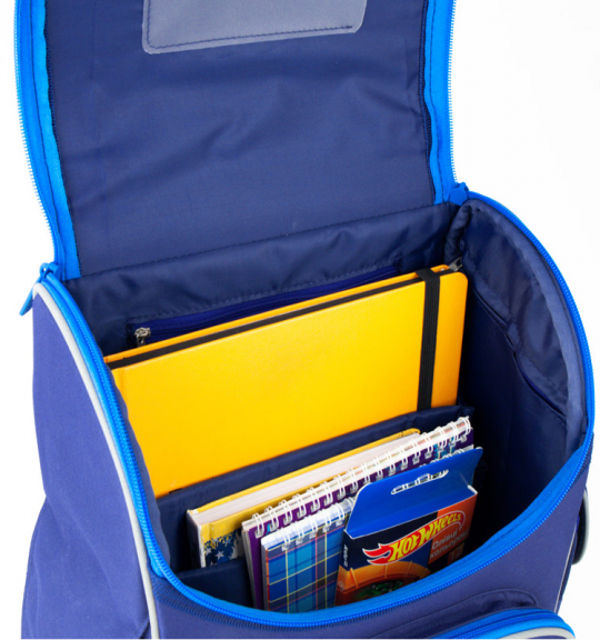 Рюкзак школьный каркасный Kite Education Hot Wheels-2 для мальчиков 950 г 35х25х13 см 11.5 л Темно-синий (HW20-501S-2) Фото